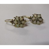 9ct Yellow Gold Drop Earrings Set With Opals and Diamonds